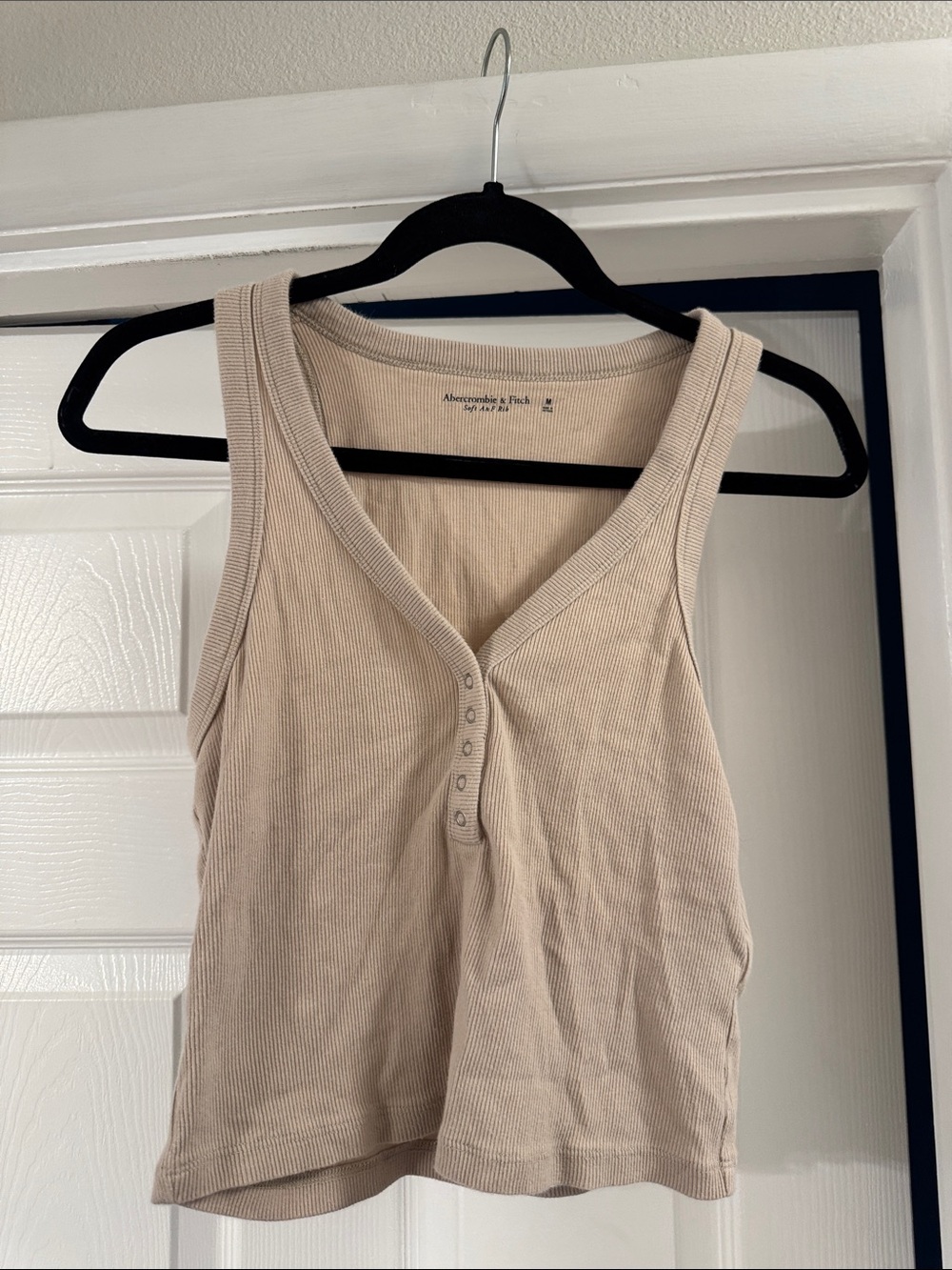 Abercrombie & Fitch Beige Ribbed Henley Tank